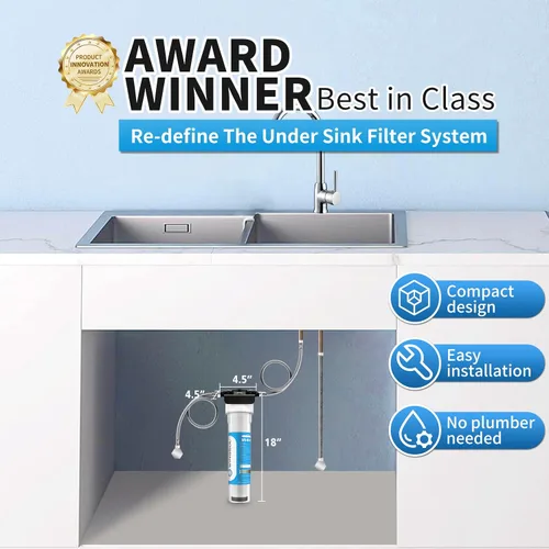 Vista 4 de WINGSOL Filtro de agua Jumbo para debajo del fregadero, reduce metales pesados, cloro, alcalinización, de larga duración, 5 en 1, funciona
