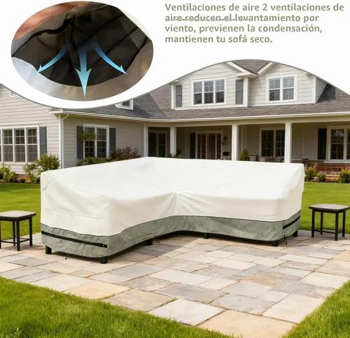 Vista 6 de okcool Funda modular para exteriores, fundas para muebles de patio en forma de V para muebles seccionales de 5 plazas, 85 pulgadas de largo x 33.5