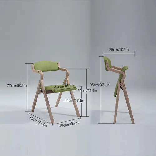 Vista 2 de 2-Pack Folding Chairs with Cushion, Farmhouse Folding Dining Chairs, Linen Padded Foldable Chairs for Dining Room, Parties, Office(Beige)
