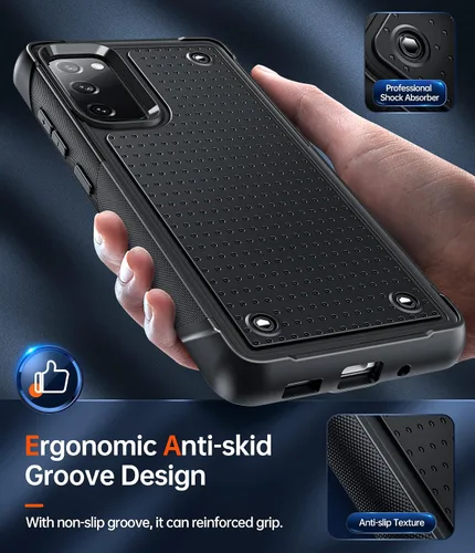 Vista 3 de LeYi Funda para teléfono S20 FE 5G: Funda Samsung S20FE 5G con [2 unidades] protectores de pantalla, resistente a golpes de servicio pesado de doble