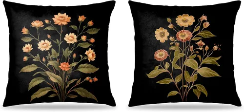 Vista 9 de Juego de 2 fundas de almohada florales con lazo de cinta azul y rosa de 18 x 18 pulgadas, decoración de dormitorio de habitación preparada, fundas