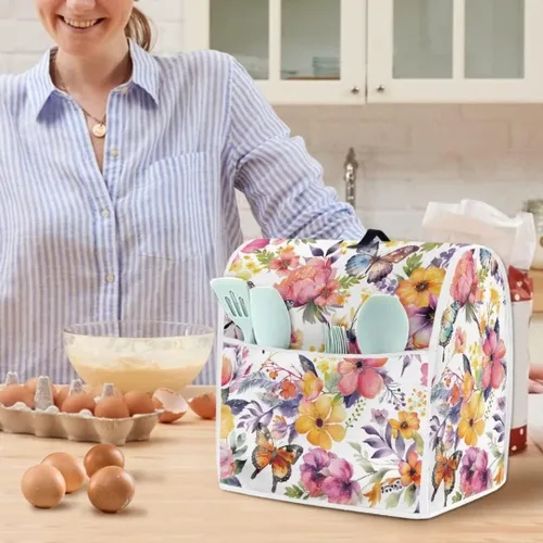 Vista 4 de Butterfly Kitchen Aid - Funda acolchada para batidora de pie, se adapta a todos los modelos de cabezal inclinable y elevador de tazón, tela