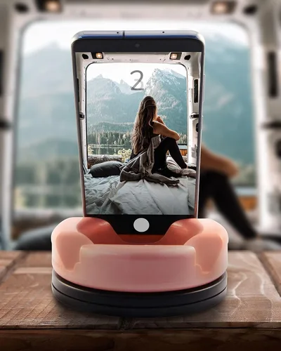 Vista 6 de GoDonut Soporte giratorio para teléfono 360 grados - Soporte para teléfono celular + organizador de escritorio para iPad - Compatible con tableta