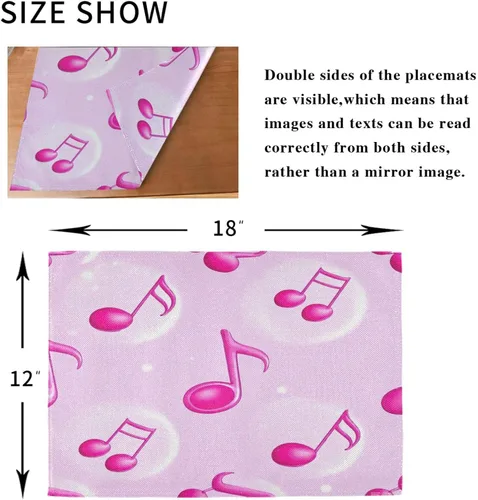 Vista 8 de Personalizado Dibujos Animados Rosa Notas Mat con Placa de Primavera Reutilizable Mantel Individual para Bebé Conjunto de 6 12 x 18 para Mesa