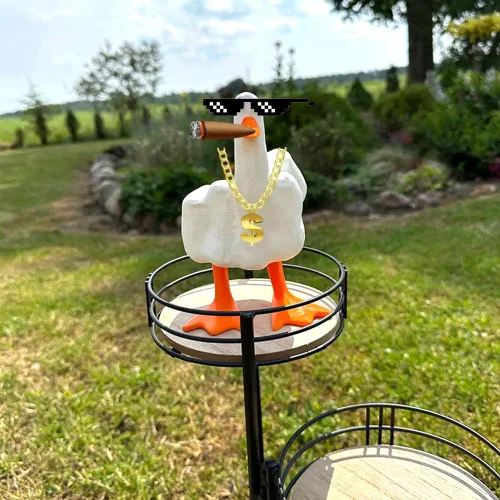 Vista 8 de Figura de pato de dedo medio, divertida estatua de dedo medio, decoración del hogar, oficina, escritorio, adornos de pato, regalos novedosos extraños