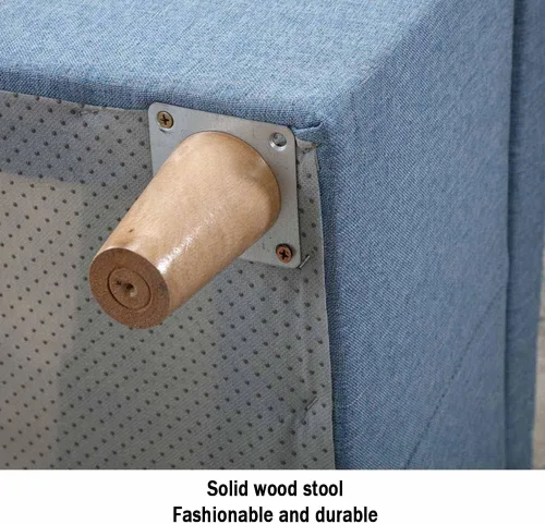 Vista 6 de Caja de almacenamiento plegable otomana rectangular con barra de metal, tela de lino de algodón transpirable, cojín grueso para dormitorio, taburete