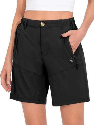 Vista 2 de Little Donkey Andy - Shorts elásticos de secado rápido para mujer, para senderismo, campamento y viajes A1 negro