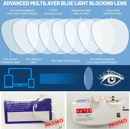 Vista 4 de Paquete de 4 lentes de bloqueo de luz azul aviador para mujeres y hombres, anteojos transparentes para computadora vintage de los años 70, anteojos