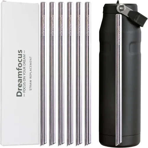 Vista 10 de Dreamfocus Pajitas de metal reutilizables de acero inoxidable de repuesto para Stanley IceFlow Aerolight Flip Straw 2.0 botella de 16 onzas, paquete