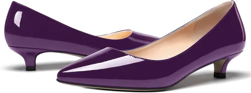 Vista 6 de MODENCOCO Zapatos de tacón bajo de patente sólida para mujer, con puntera puntiaguda, 1.5 pulgadas