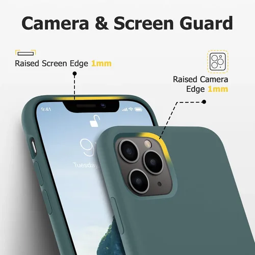 Vista 5 de JELE Funda para iPhone 11 Pro Max, funda de silicona a prueba de golpes compatible con iPhone 11 Pro Max, funda protectora de cuerpo completo Verde