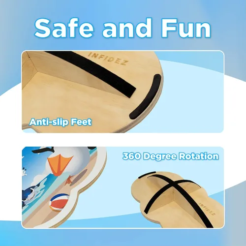 Vista 3 de Tabla de Equilibrio de Madera para Niños, Tabla Tambaleante para Equilibrio, Soporte de Tabla de Equilibrio para Niños Pequeños, Tablas
