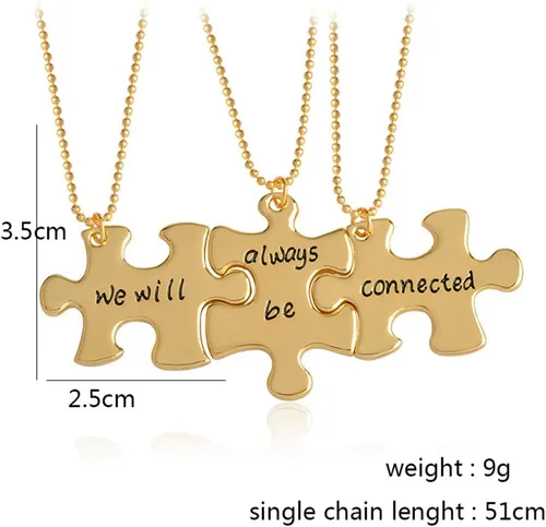 Vista 2 de Meiligo Fashion 3 unidades amigos por siempre, aleación de regalo, siempre estaremos conectados, collar rompecabezas, para perros, con letra