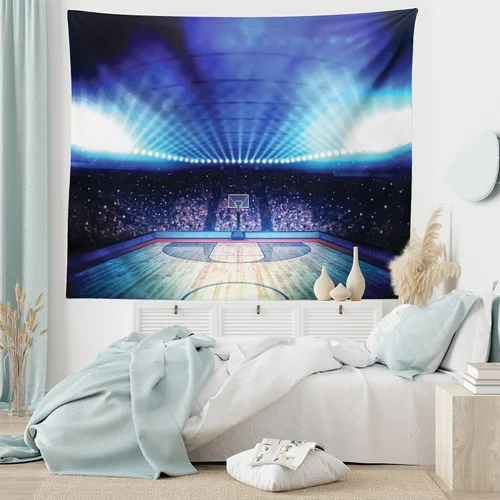 Vista 6 de Ambesonne Tapiz hippie, abrazo de hongos de ensueño y árbol de la vida místico y mandal verde, decoración de tela para colgar en la pared