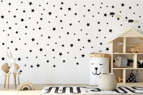 Vista 3 de Calcomanías de estrella negra para decoración de guardería, calcomanías removibles para despegar y pegar, calcomanías de vinilo para decoración