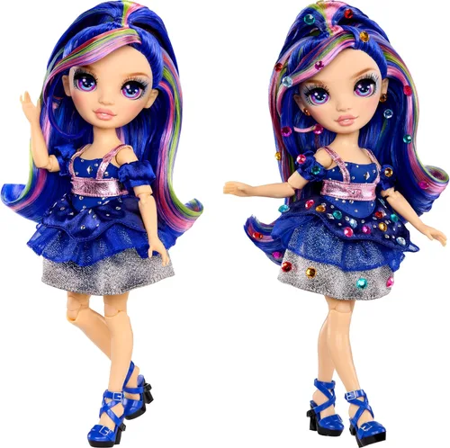 Vista 3 de Muñecas de moda Rainbow High - Genevieve Bleue (Azul) con herramienta Bedazzler y gemas brillantes