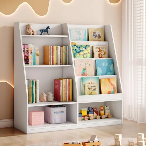 Vista 20 de Tatub Estantería de madera para niños de 4 niveles, color gris