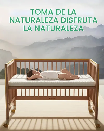 Vista 3 de Mecc ecoh Mini colchón para cuna – Funda transpirable de bambú impermeable, colchón de espuma viscoelástica refrescante, soporte fuerte de doble