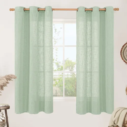 Vista 116 de LAMIT Cortinas de lino marrón caramelo para sala de estar, 84 pulgadas, de lino sintético, texturizado, filtrante de luz, paneles de privacidad