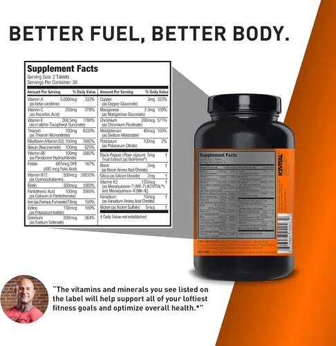 Vista 2 de JYM Supplement Science VITA JYM Multivitamínico deportivo diseñado para atletas, 60 tabletas