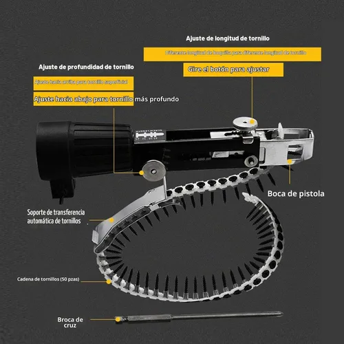 Vista 3 de Cadena de tornillo automática, adaptador de tornillo de taladro, cadena de espiga de tornillo ajustable de metal, accesorio de taladro eléctrico