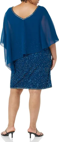 Vista 5 de J Kara Vestido corto de cóctel con cuentas para mujer