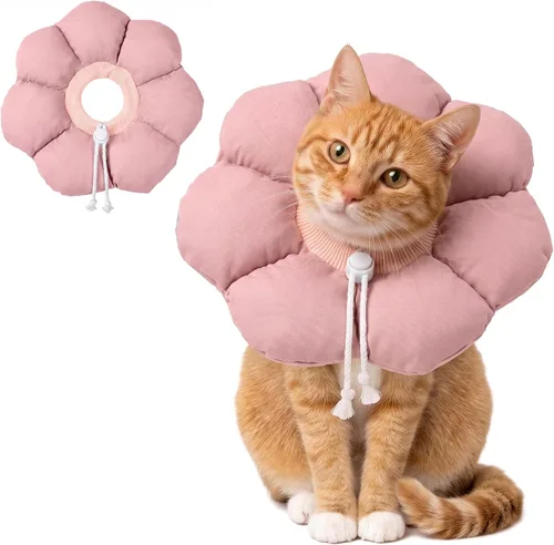 Vista 9 de Avont Soft Cat Cone S Apricot Post-Surgery Anti-Lick Ajustable Albaricoque