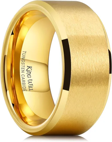 Vista 34 de King Will Anillo de tungsteno para hombres de King Will - Disponible en 6 mm a 10 mm, negro/plata, acabado mate, borde biselado pulido, ajuste