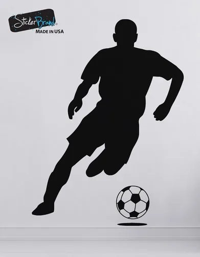 Vista 2 de Calcomanía de pared de jugador de fútbol. Vinilo de fútbol americano. Vinilo de tamaño real para jugador de fútbol de fútbol, color negro. 66
