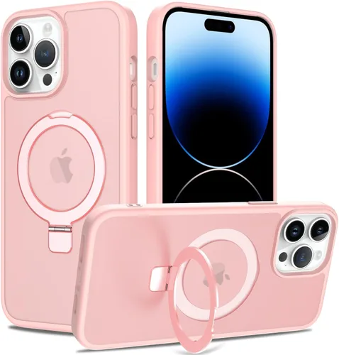Vista 29 de Funda con soporte ultra magnético para iPhone 14 Pro [protección militar contra caídas] [compatible con MagSafe] a prueba de golpes, translúcida