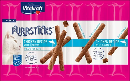 Vista 14 de Vitakraft PurrSticks - Golosinas suaves nutritivas y saludables para gatos, palitos de carne asada al horno suavemente para gatos con 70% de carne