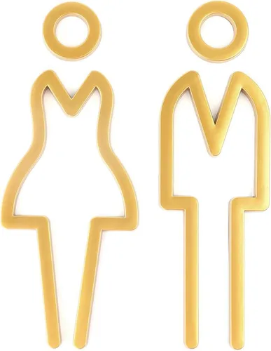 Vista 9 de Letrero de baño acrílico con respaldo adhesivo para hombres y mujeres, letreros de puerta de baño, letreros de baño para negocios, señalización