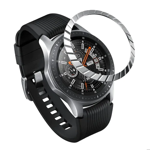 Vista 12 de AISPORTS Anillo de bisel compatible con Samsung Galaxy Watch 1.811 in bisel Loop cubierta adhesiva anti arañazos acero inoxidable bisel de metal