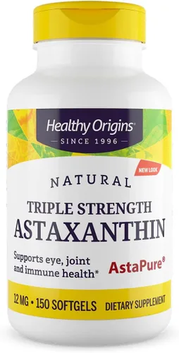 Vista 9 de Healthy Origins Astaxantina 12 mg, 60 cápsulas blandas – AstaPure Algas clínicamente estudiadas – Apoya la salud articular e inmunológica, piel