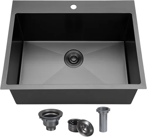 Vista 9 de SHACO Fregadero de barra de 15 x 15 pulgadas, fregadero de cocina pequeño de acero inoxidable de 15 pulgadas, fregadero de cocina pequeño de un solo