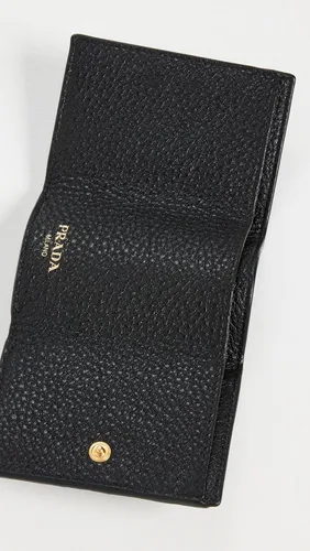 Vista 4 de Prada Cartera compacta Vitelllo Daino negra pre-amada para mujer, Negro