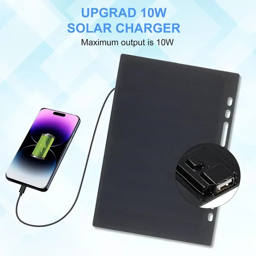 Vista 6 de Lixada Cargador de panel solar Puerto USB portátil de alta potencia en forma de papel monocristalino de silicio 10 W cargador de panel solar