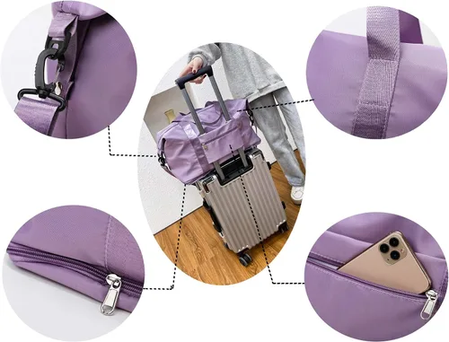 Vista 4 de Bolsa de viaje expandible, bolsa de viaje para el fin de semana, bolsa de gimnasio para mujer