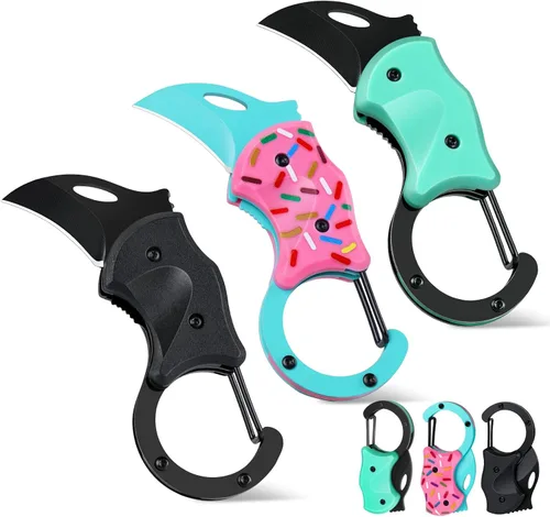 Vista 13 de FUNBRO Cuchillo de bolsillo pequeño, cortador de caja fría con hoja afilada de 1.34 pulgadas 1 paquete ámbar