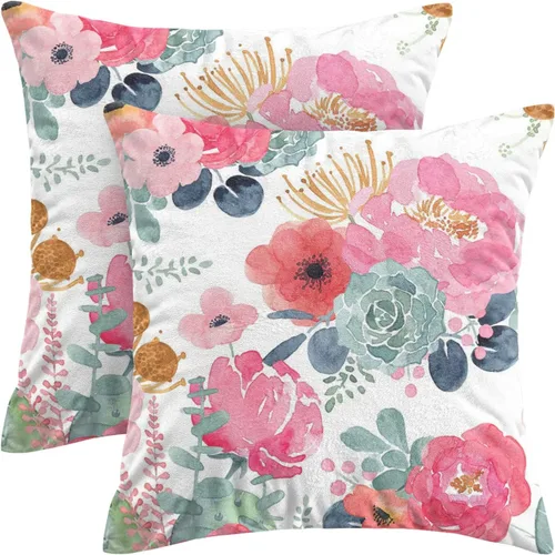 Vista 25 de CXMEIFLY Juego de 2 fundas de almohada de hojas florales de primavera de 16 x 16 pulgadas, para decoración de flores chinoiserie, almohadas
