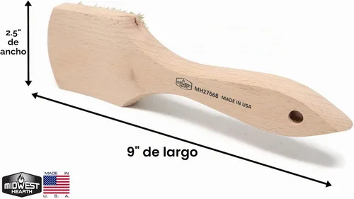 Vista 2 de Cepillo de alambre de latón, mango grande de madera dura de 9 pulgadas