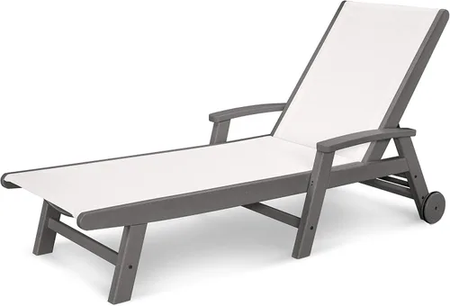 Vista 11 de POLYWOOD® Tumbona costera, negro/honda de arpillera Negro / eslinga de arpillera