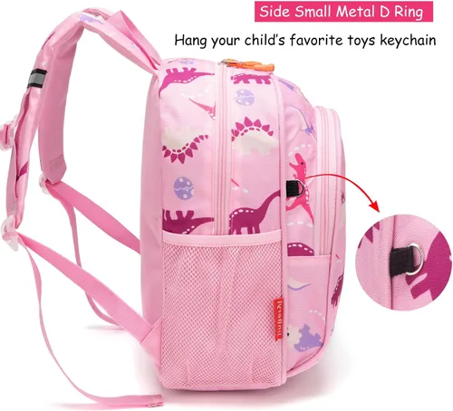 Vista 4 de Mochila para niños pequeños, mochila para preescolar o jardín de infantes, Rosado, Personalizado