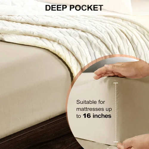 Vista 4 de FreshCulture Sábana Bajera Ajustable Twin XL Solamente Paquete de 2 - Sábana Bajera de Calidad de Hotel Tamaño Twin XL - Ultra Suave y Transpirable