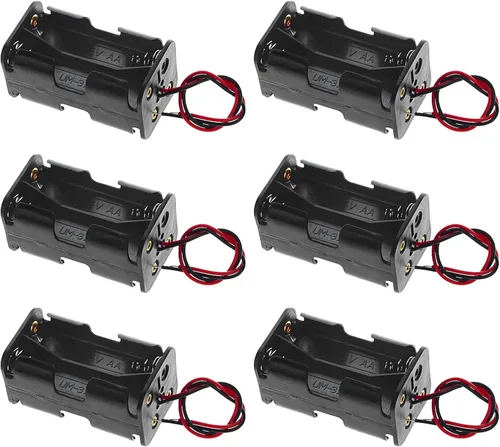 Vista 11 de 2 soportes para 8 pilas AA con clip de batería tipo I cableado y conector a presión estándar