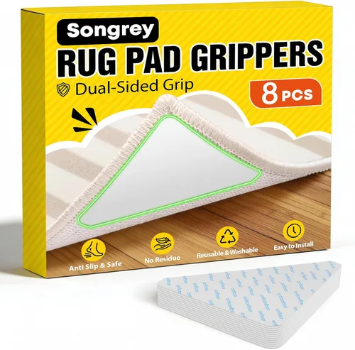 Vista 10 de Songrey - Pinzas de esquina para alfombras para suelos de madera dura, 8 Negro