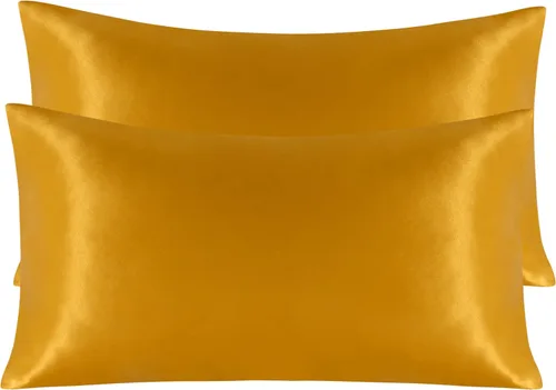 Vista 125 de NTBAY Paquete de 2 fundas de almohada estándar de satén para cabello y piel, lujosas y sedosas fundas de almohada con cierre de sobre, 20 x 26