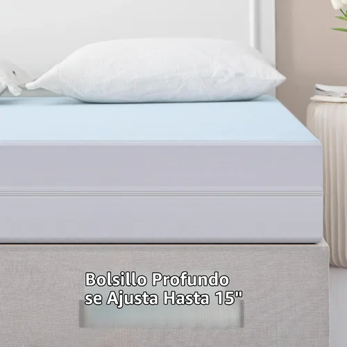 Vista 5 de JET'S HOME Funda de colchón con cremallera individual, protector de colchón impermeable de 6 caras con cremallera, lavable a máquina para 10-15