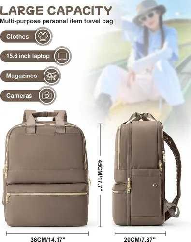 Vista 2 de Mochila de viaje de mano aprobada para el vuelo, pequeña mochila de viaje para mujeres, mochila de mano para artículos personales, bolsa de viaje