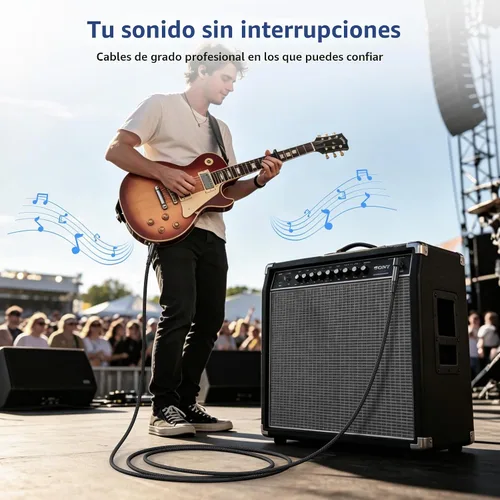 Vista 7 de RUXELY Cable de instrumento TRS de 0.25 in, paquete de 2 unidades, cable de Negro